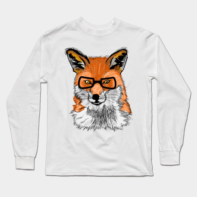 Hipster Fox Long Sleeve T-Shirt by citypanda